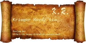 Krieger Rozália névjegykártya